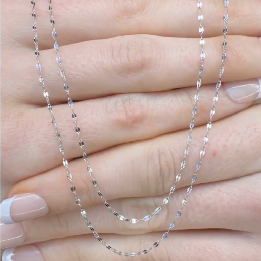 10k gold Faceted Station Necklace - Sleek Layered Shine